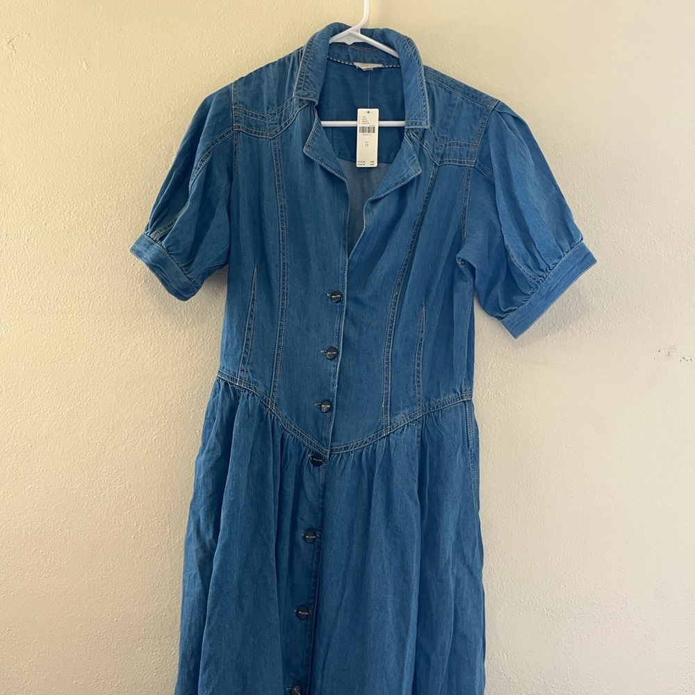 Anthropologie Blue Denim Midi Dress